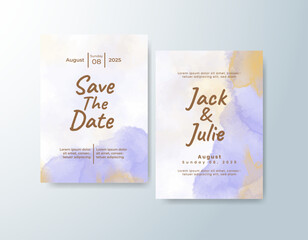 Wedding invitation with abstract splash watercolor