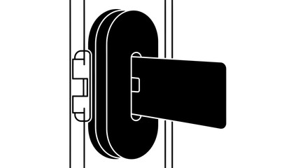 Black credit card inserted into a slot isolated on white background