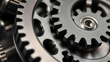 interlocking. Precision mechanical gears interlocking on metallic surfaces. product launch decks, UI/UX mockups, designed for data visualization dashboards and holographic UIs.
