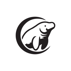 minimalist dugong logo with white background