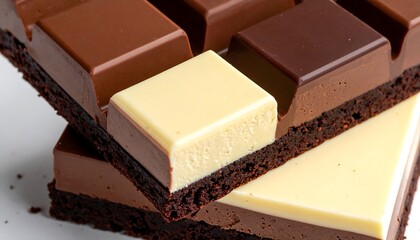 Delicious Chocolate Cake Layers with White Chocolate Squares.