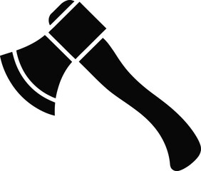 Axe tool silhouette icon for woodcutting, forestry, lumberjack