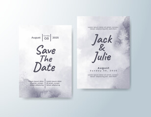 Wedding invitation with abstract splash watercolor