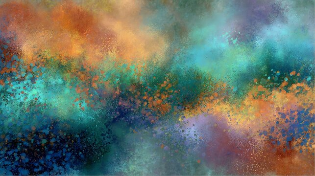 Abstract colorful paint splatter with vibrant hues and dynamic textures