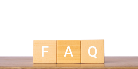 Wooden blocks with FAQ letters for frequently asked questions concept, isolated on transparent background