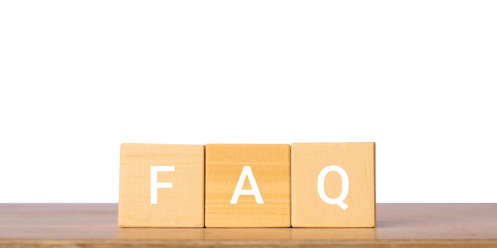 Wooden blocks with FAQ letters for frequently asked questions concept, isolated on transparent background