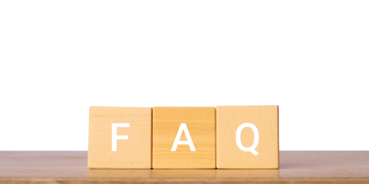 Wooden blocks with FAQ letters for frequently asked questions concept, isolated on transparent background