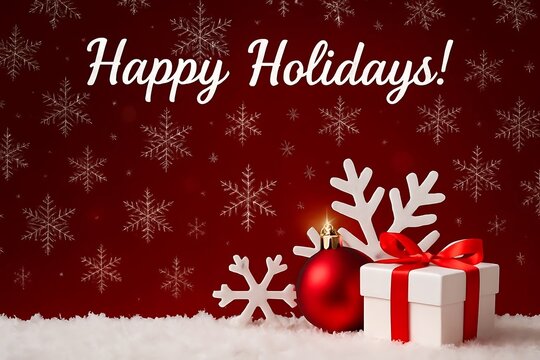 Festive Holiday Greeting Card With Snowflakes And Ornaments