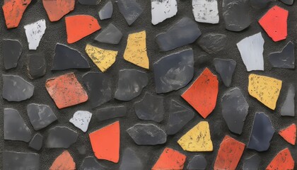 Vibrant Mosaic Texture Featuring Artistic Stone Elements and Decorative Pebbles in a Unique Pattern