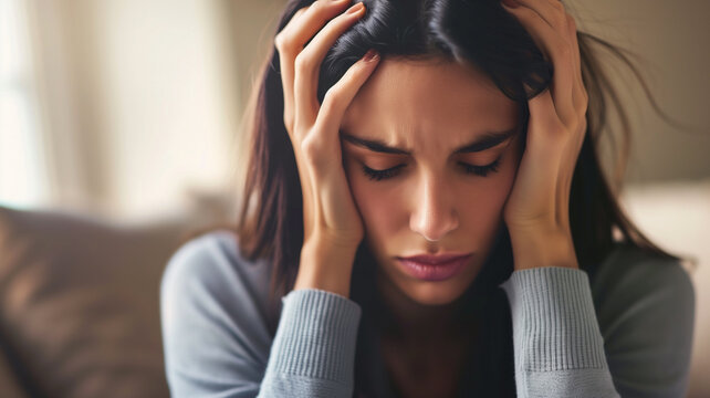 Mujer sufriendo dolor de cabeza