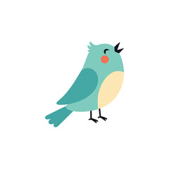 A delightful cartoon bluebird character happily singing a cheerful song
