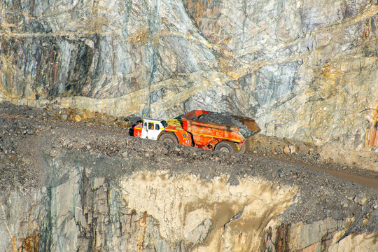 Mining Dump Truck in Open Pit Mine