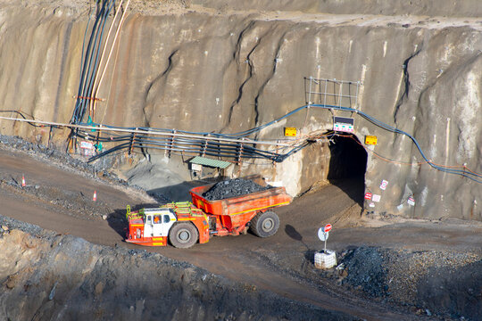 Mining Dump Truck in Open Pit Mine