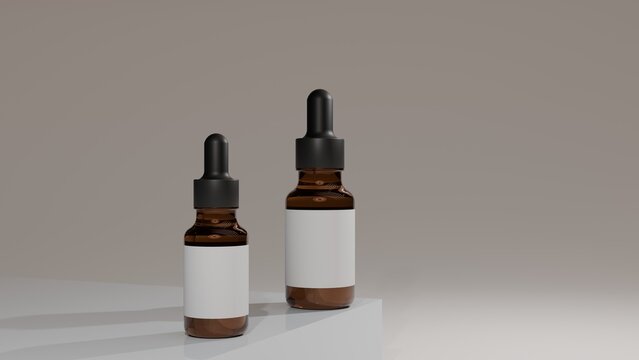 30 ml and 50 ml Amber Dropper Bottle Mockup Set for Cosmetic Branding