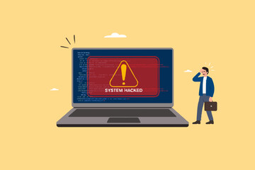 System hacked alert after cyber attack on computer network, Warning Of Cyber Threats, cybercrime background, internet virus cyber security and cybercrime, compromised information concept