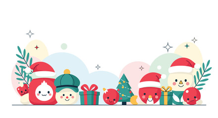 Fototapeta premium A collection of adorable christmas characters and festive elements in a playful arrangement.