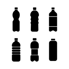 Black Silhouette of Plastic Bottle Shapes Icons