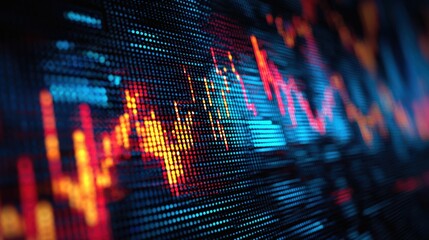 Stock exchange market chart, Stock market data on LED display. Business analysis concept.