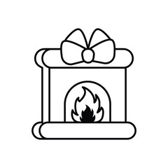 Christmas Fireplace icon clean and modern vector illustration