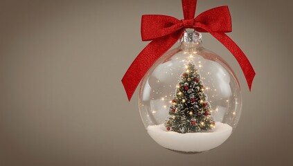 a modern apartment building in a glass christmas tree toy in the form of a glass christmas ball