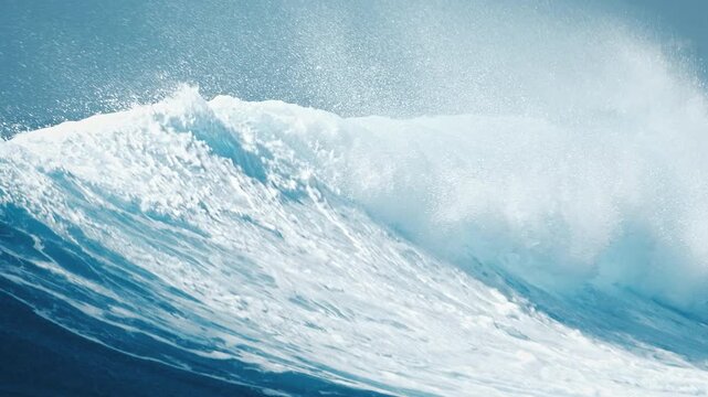 Powerful ocean wave breaks on the shore. Indian Ocean, the Maldives