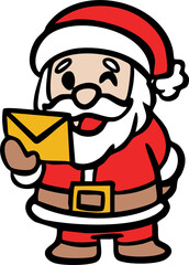 Cute Christmas Santa and Snowman Cartoon Icon Set