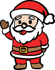 Cute Christmas Santa and Snowman Cartoon Icon Set