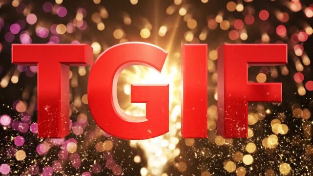 Celebration concept with text tgif and festive bokeh background abstract graphic