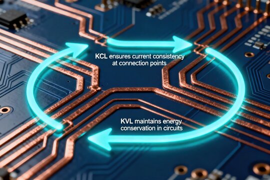 Circuit Board Analysis with KCL and KVL illustrating current and energy concepts