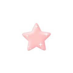Obraz premium A single soft pink five pointed star shape with a subtle sparkle isolated on transparent background