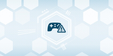 Gaming warning vector header - Controller error, caution sign, or alert for video game and entertainment issues.