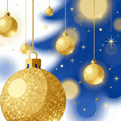 golden christmas balls with snowflakes