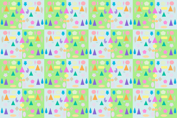 Mixed geometric shape form a pattern to be basic stripe pattern.