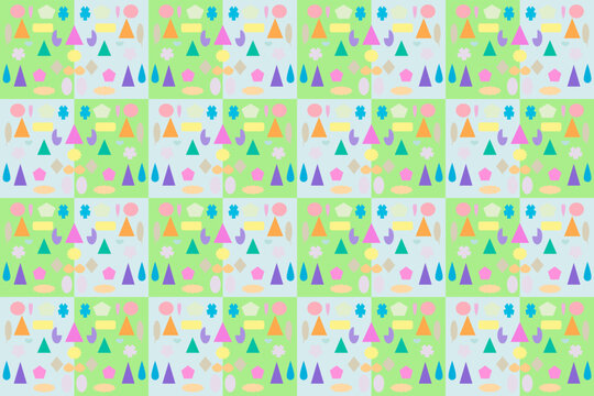 Mixed geometric shape form a pattern to be basic stripe pattern.