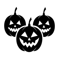Scary Pumpkin Face Icon Spooky Cut Design.