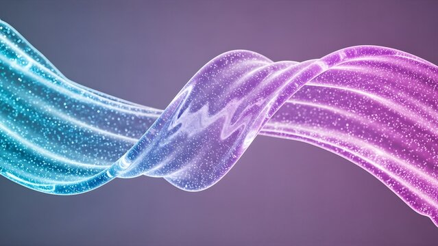 A vibrant, swirling ribbon of light intertwines in a mesmerizing dance against a gradient background