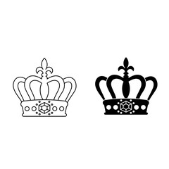Crown icon drawing. Royal luxury emblem vector illustration