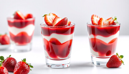 Strawberry Panna Cotta in Glass Cup