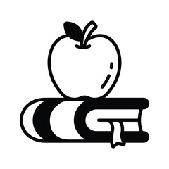 Books with an apple, concept glyph icon of education, academic growth
