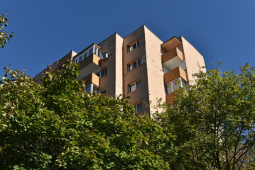 Post Soviet flat of blocks built in the Communist era, concrete apartment buildings