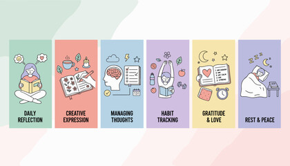 Six steps for selfcare routine reflection creativity mindfulness habit tracking gratitude and rest