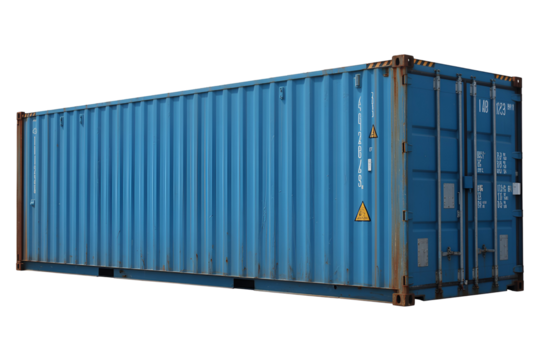 Blue shipping container isolated on transparent background - Powered by Adobe