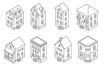 Fototapeta premium Line art of b and b buildings with various architectural styles for design projects