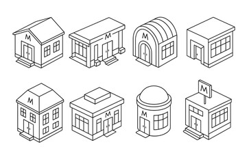 Fototapeta premium Isometric building icons set for design projects and graphic design resources