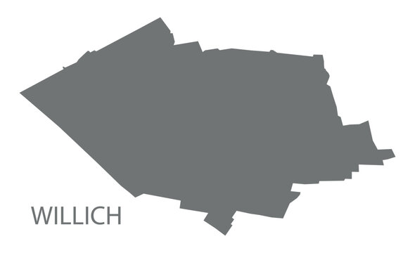 Willich city map with boroughs grey illustration silhouette shape