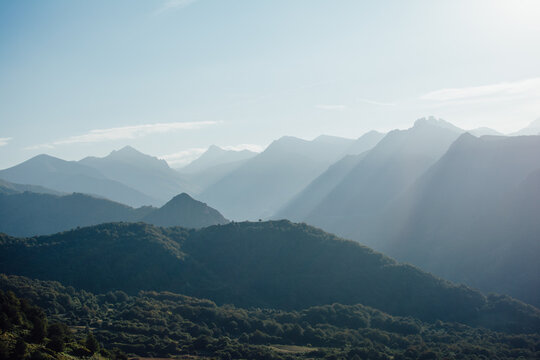 Morning Light Over the Peaks of the Macizo de Ubi&ntilde;a, Asturias Spain