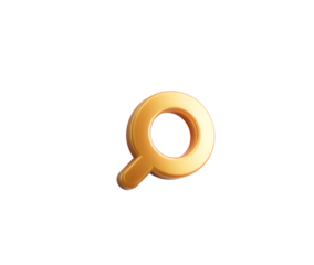Stylish 3D gold search icon. Perfect for digital interfaces and web design. 3D illustration
