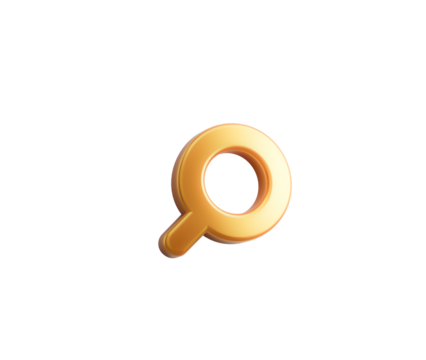Stylish 3D gold search icon. Perfect for digital interfaces and web design. 3D illustration