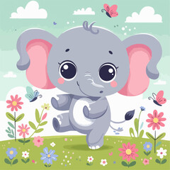 Obraz premium vector illustration of cute Elephant