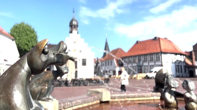 Fountain in the old town of Lingen in Germany